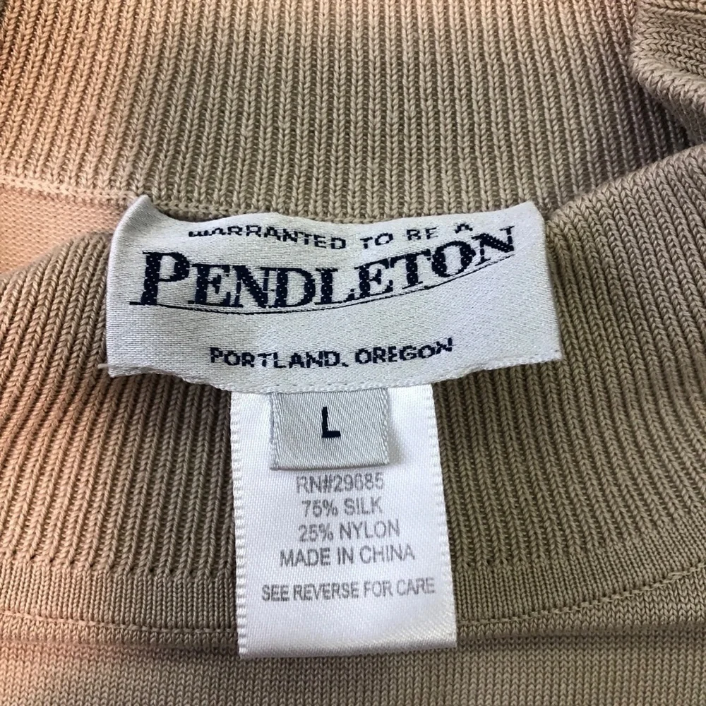 Vtg Pendleton Tan Turtleneck Silk Sweater Large